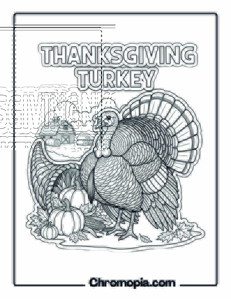 Thanksgiving Wild Turkey coloring page