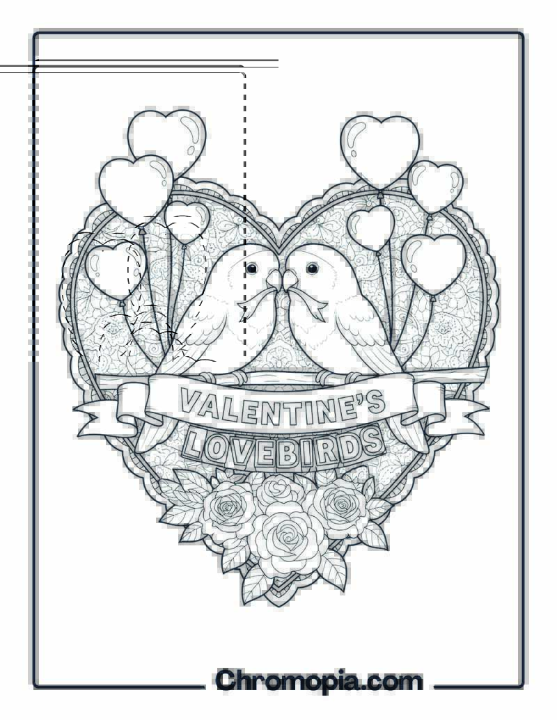 Valentine’s Lovebirds coloring page