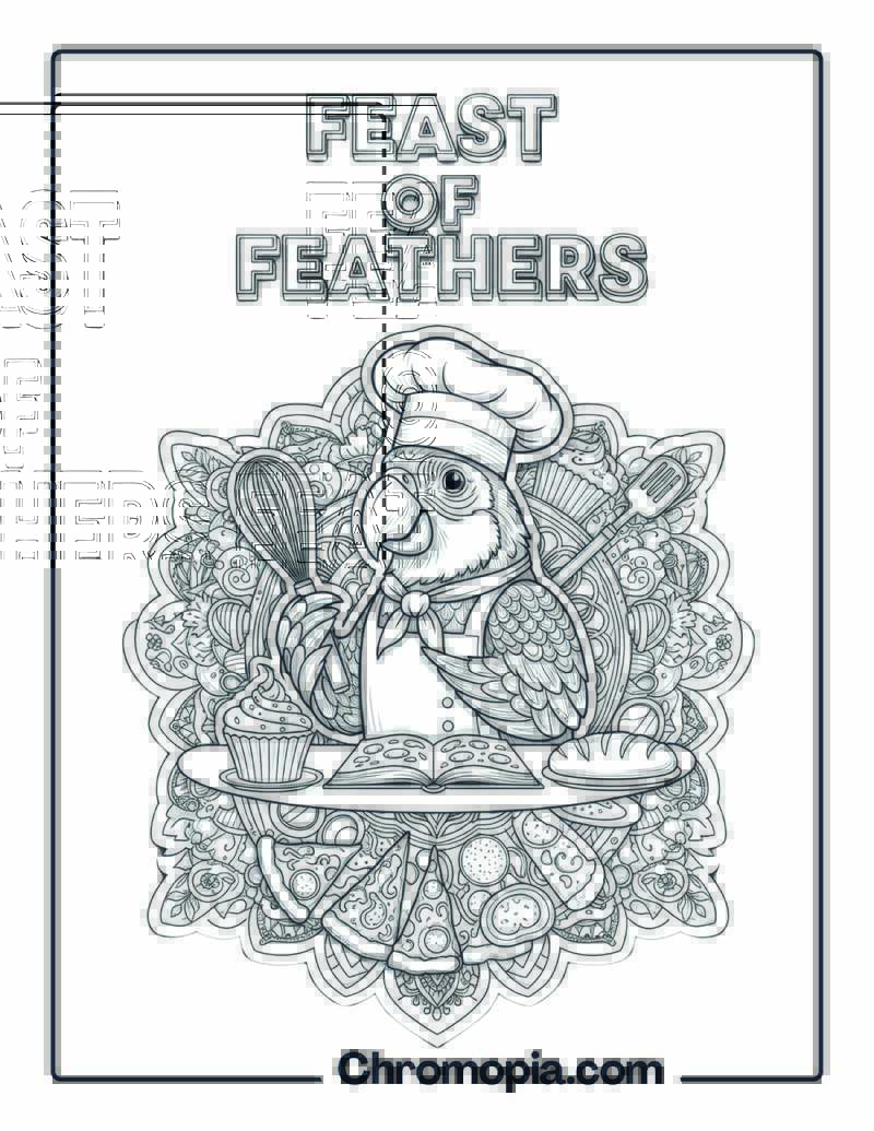 Mandala Art Chef Parrot Coloring Page