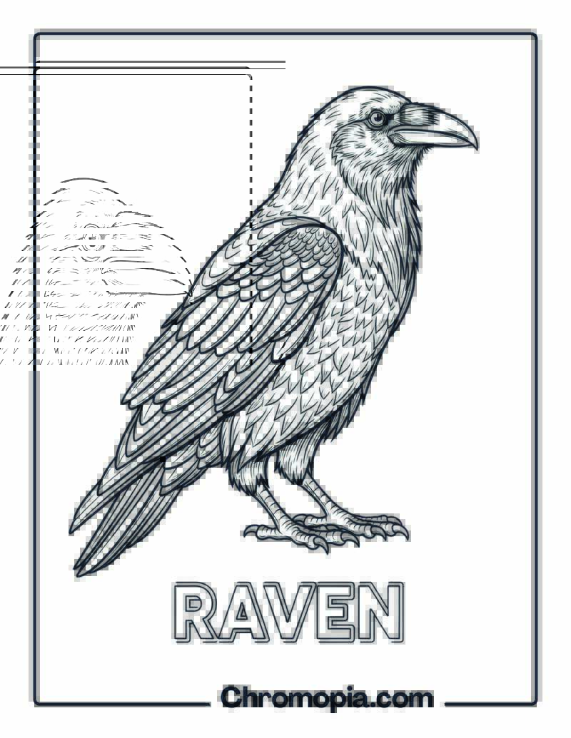Raven coloring page