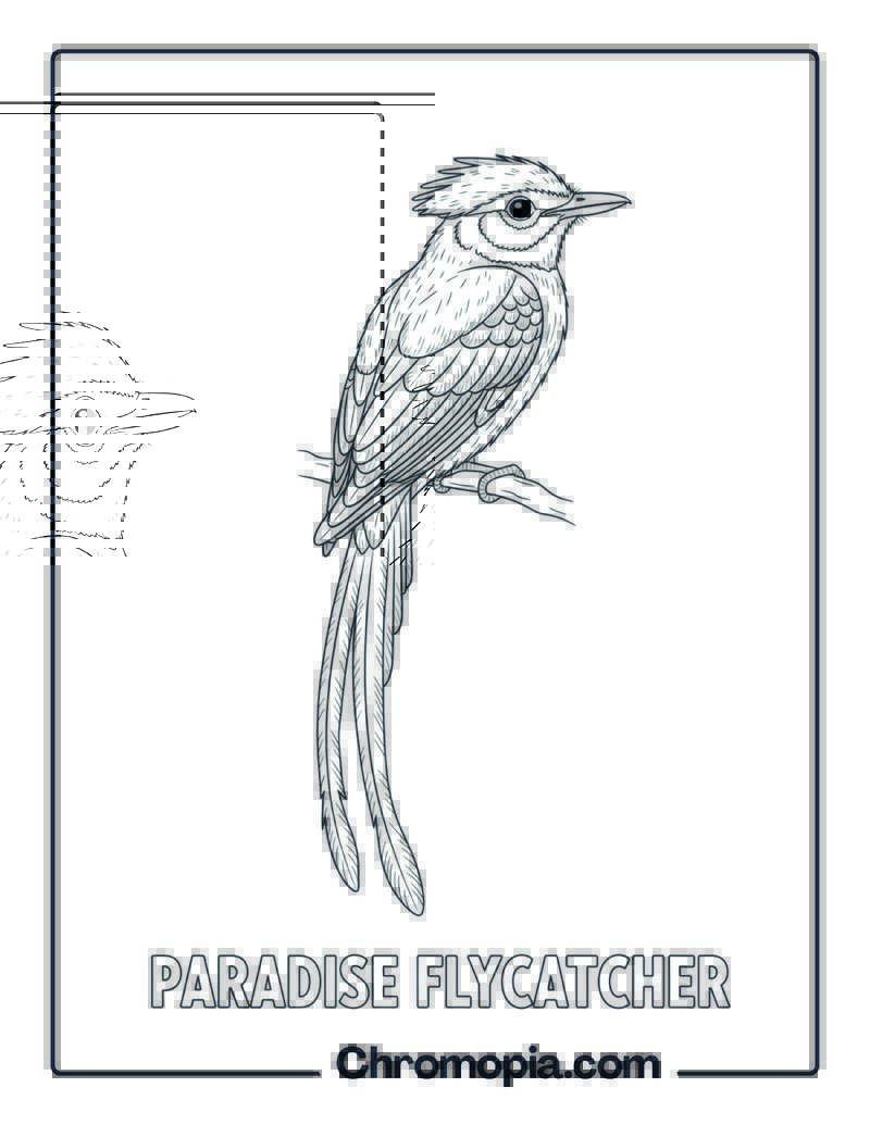 Paradise Flycatcher coloring page