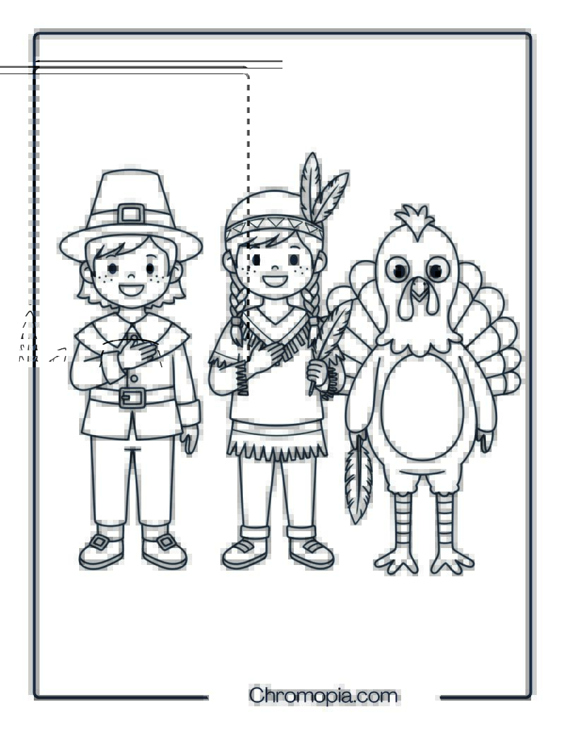 Acting Out the First Thanksgiving Skit Coloring Page