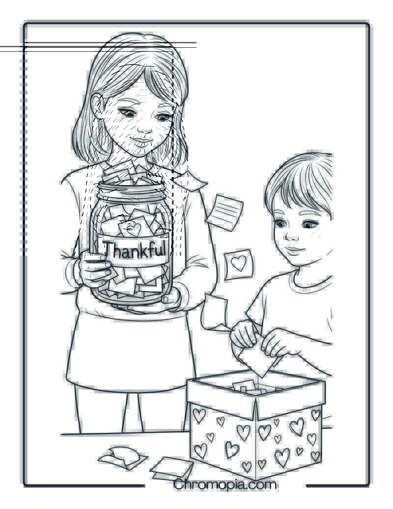 Building Thankful Jars or Boxes Coloring Page