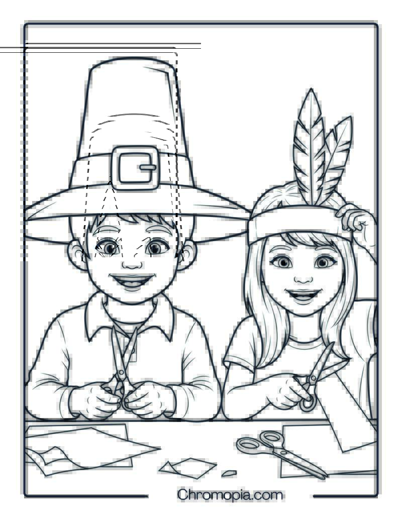 Creating Pilgrim Hats or Headbands Coloring Page