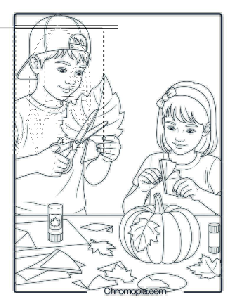 Cut-and-Paste Fall Craft Activities Coloring Sheet
