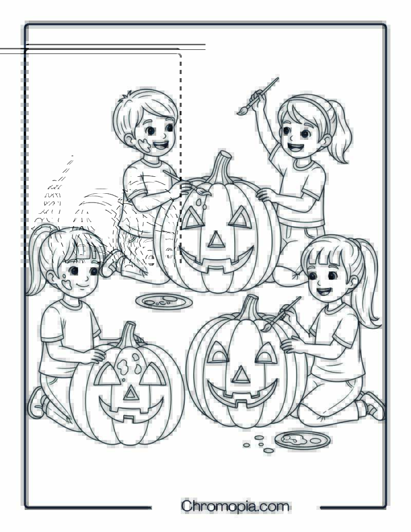 Decorating Pumpkins or Gourds Coloring Sheet