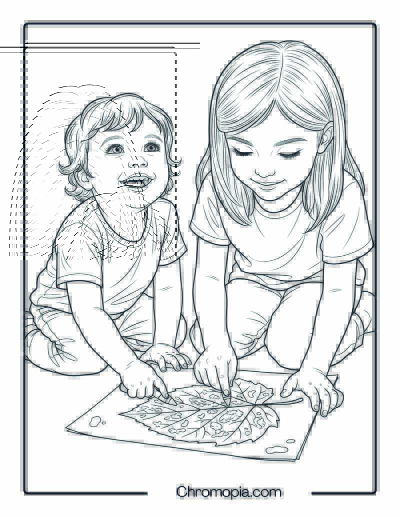 Leaf Rubbing Crafts Coloring Sheet