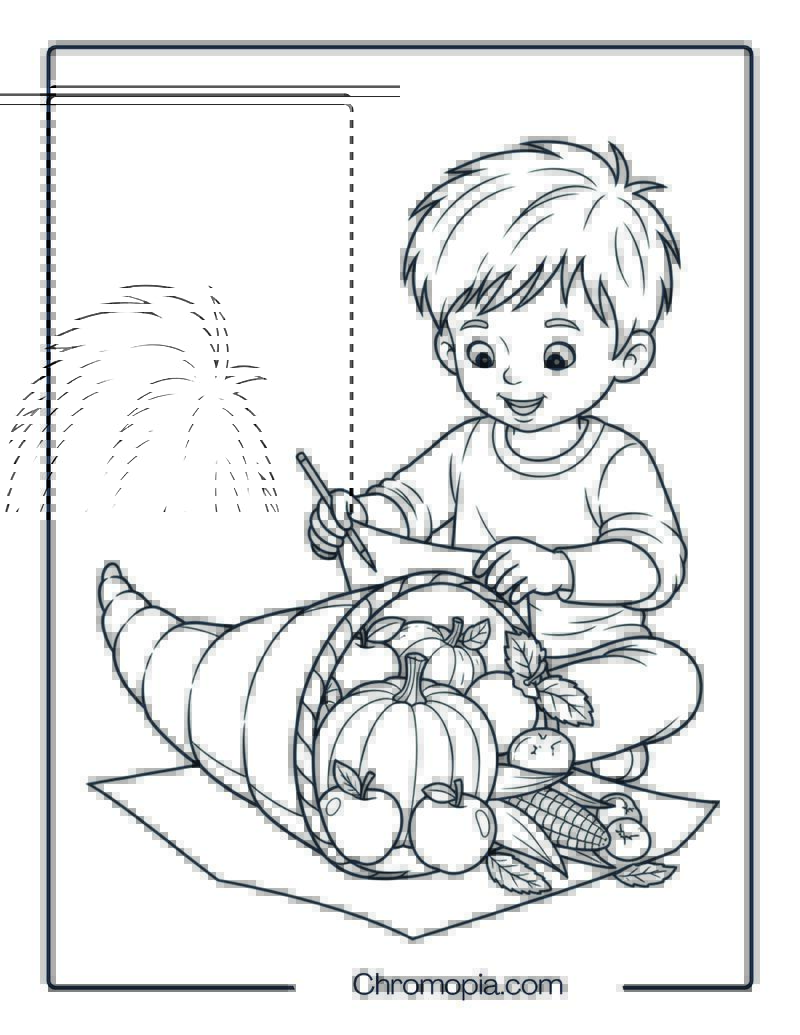 Making Paper Cornucopias Coloring Page