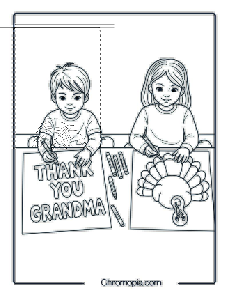 Making Thanksgiving Cards for Family Coloring Sheet