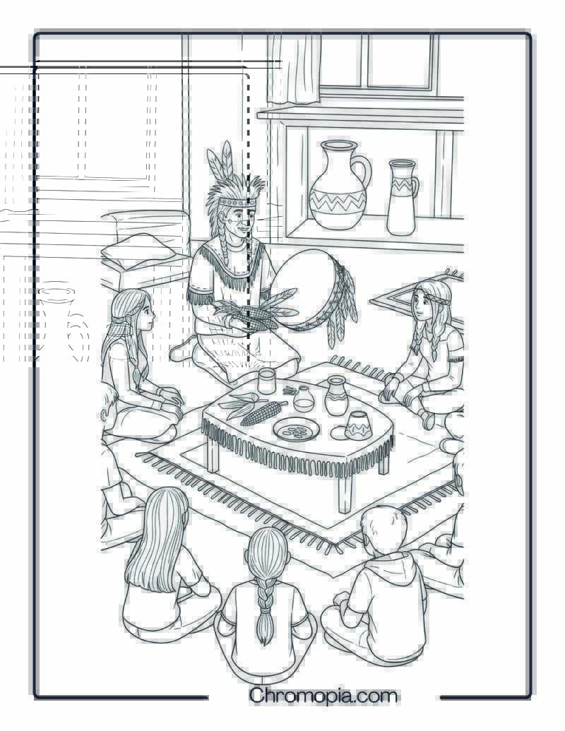 Learning About Native American Culture Coloring Page