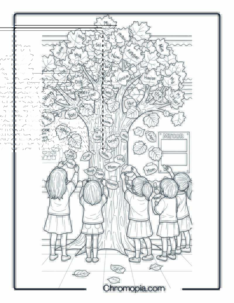 Making Class Thankful Trees Coloring Sheet