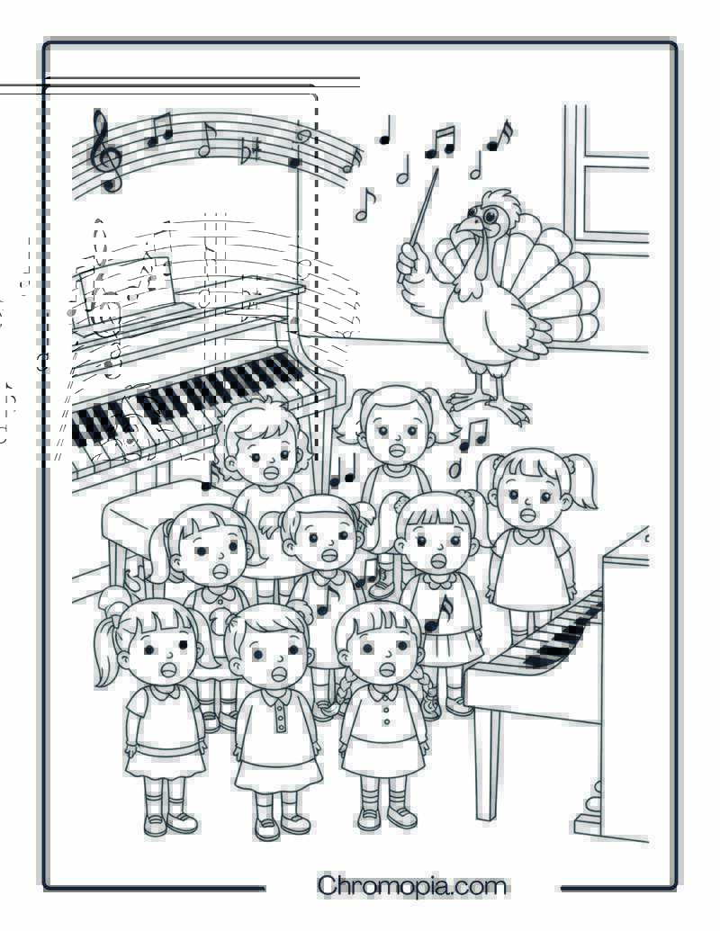 Singing Thanksgiving Songs Coloring Page
