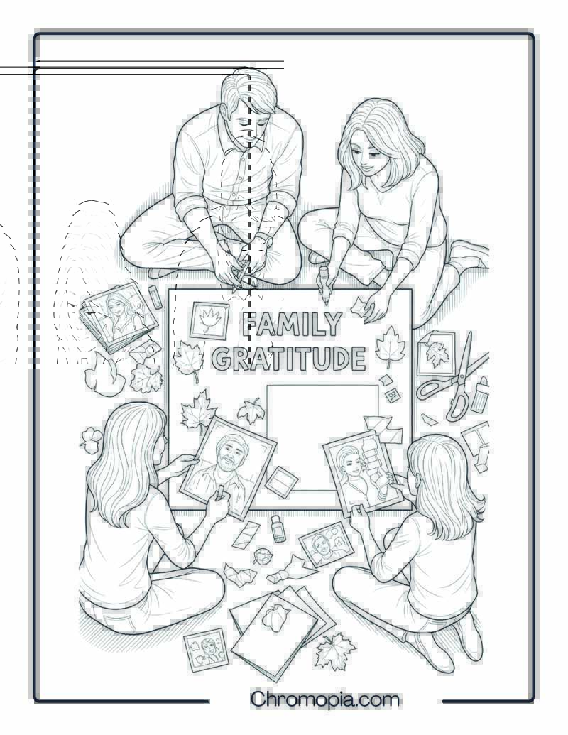 Making a Family Gratitude Collage Coloring Sheet