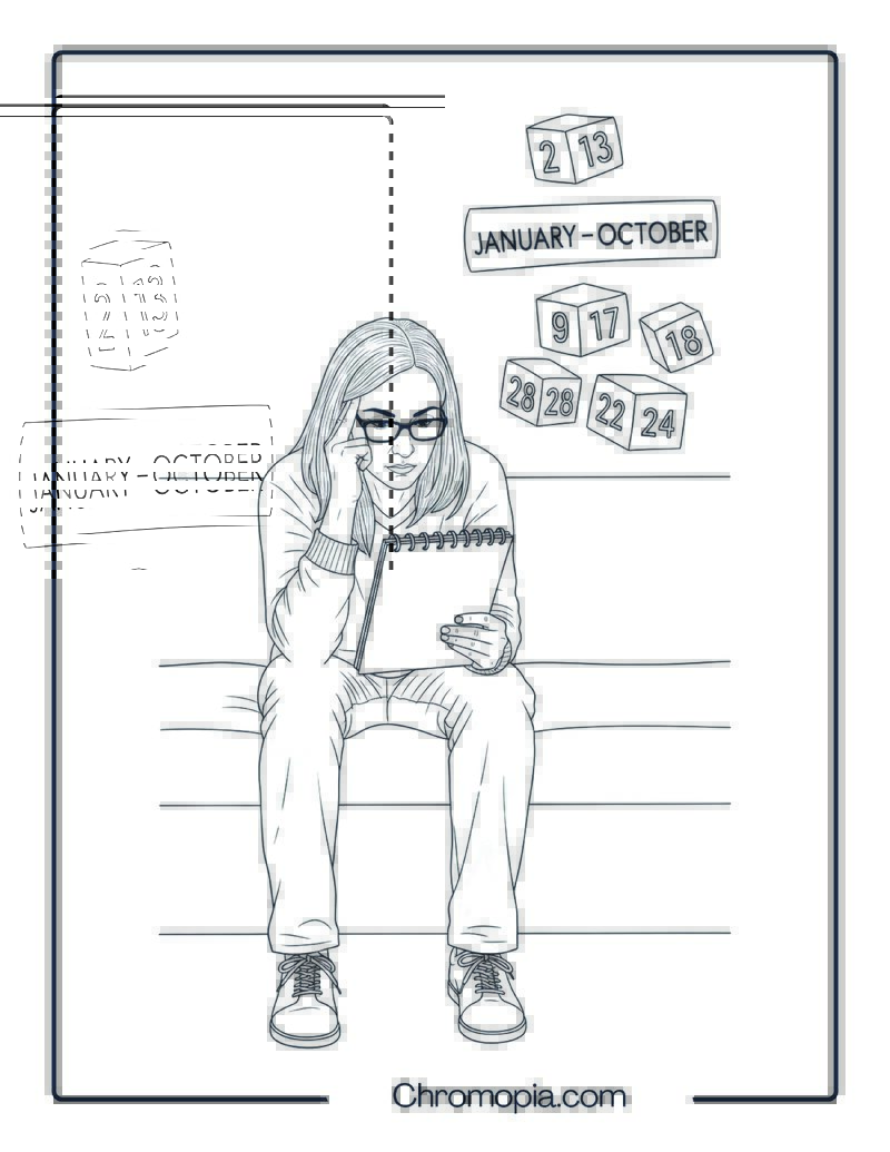 Reflecting on the Past Year Coloring Page
