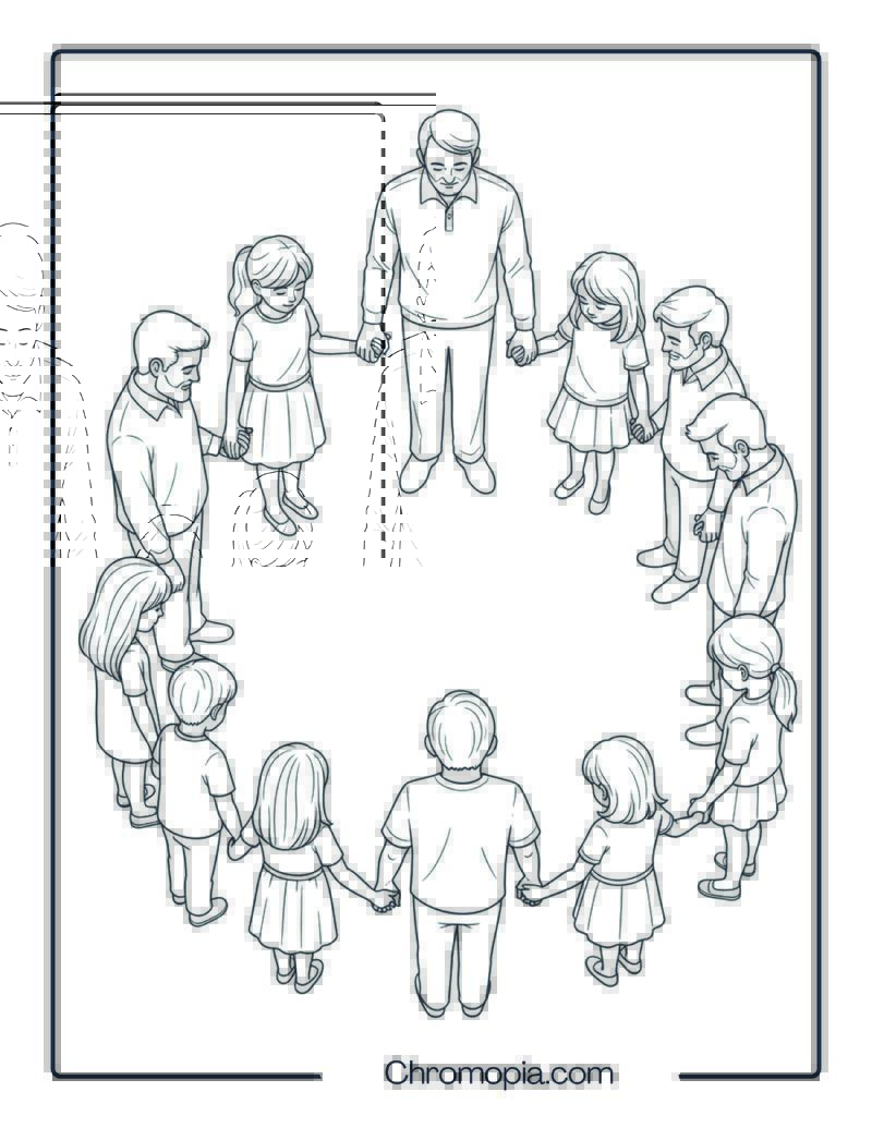 Saying a Prayer or Blessing Before Meal Coloring Page