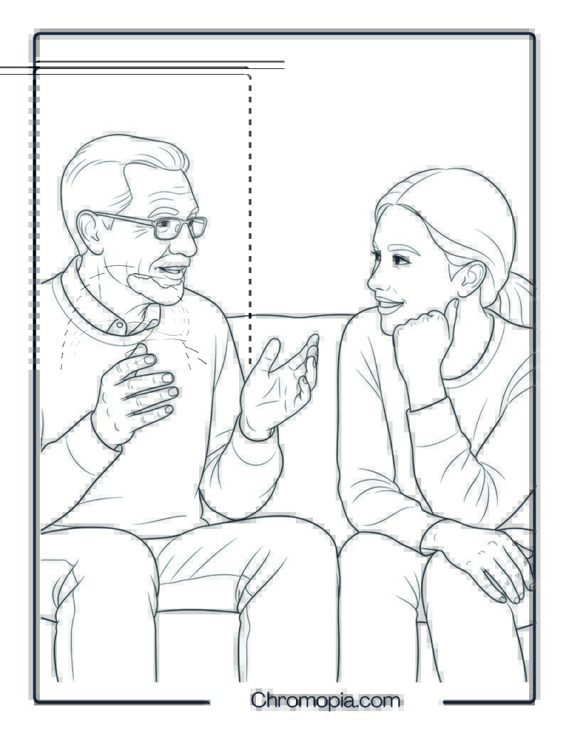 Sharing Family Memories or Stories Coloring Sheet