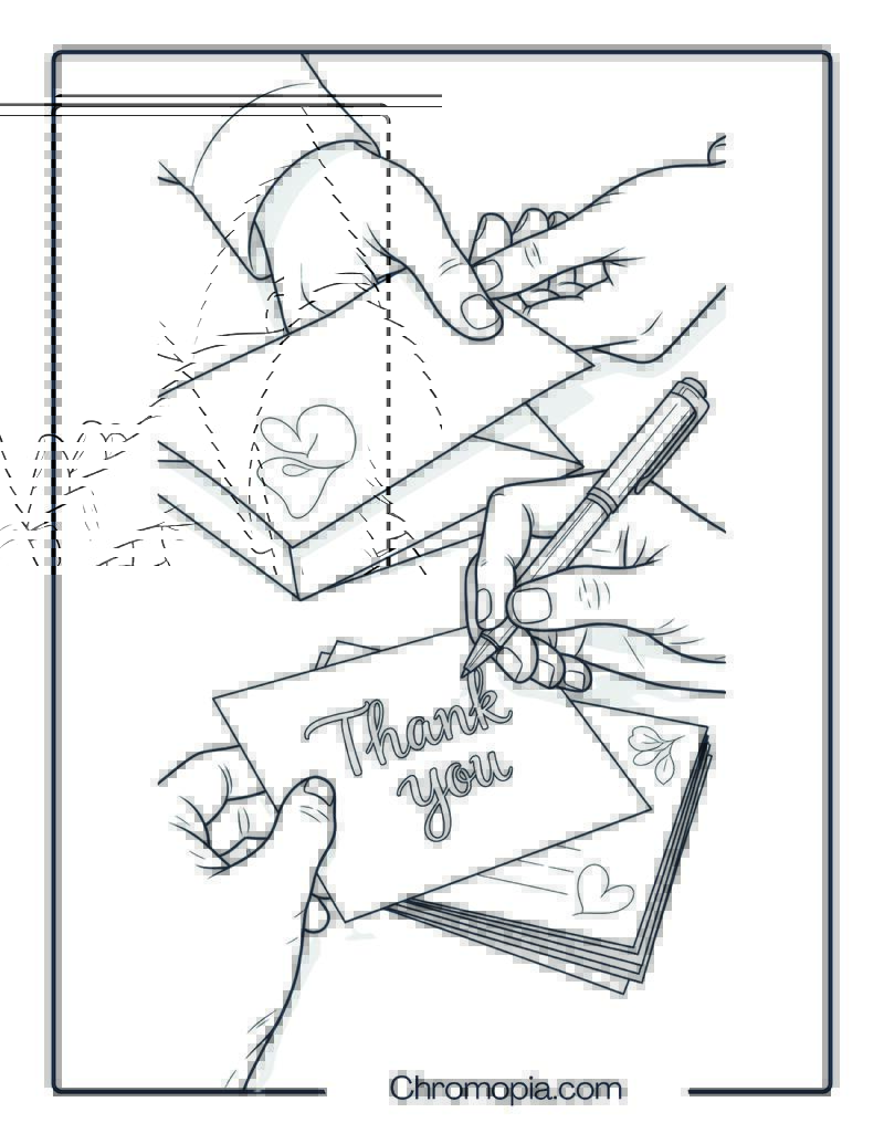 Writing Thank-You Notes Coloring Page