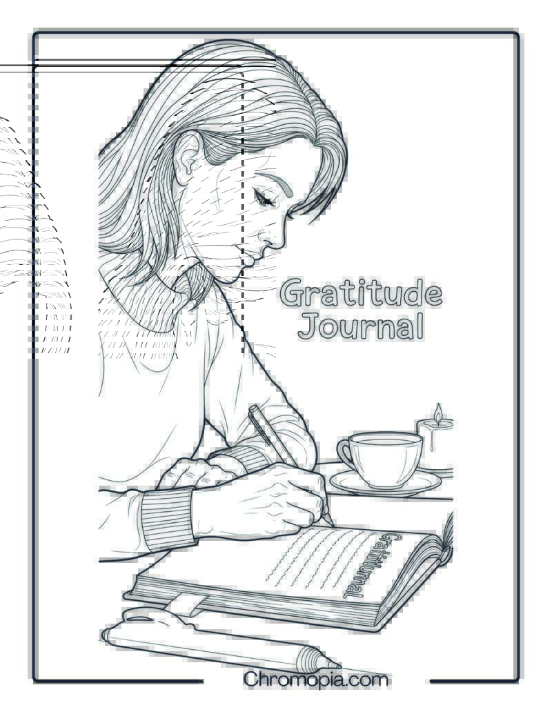 Writing in a Gratitude Journal Coloring Page