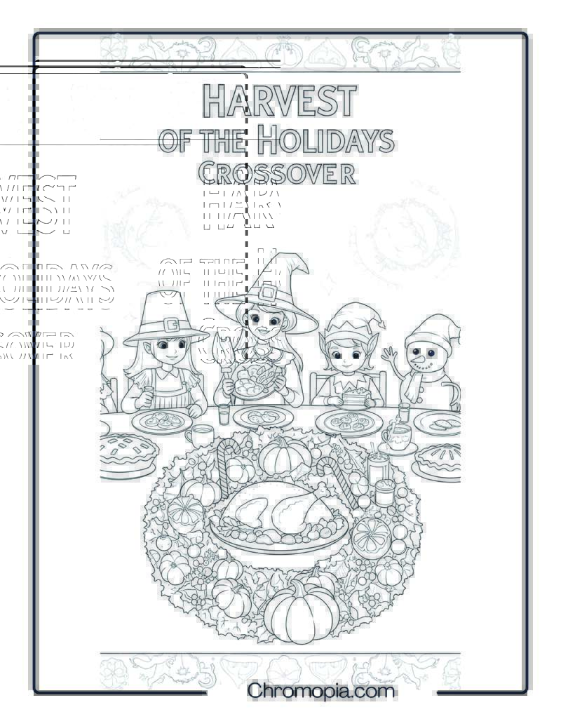 Harvest of the Holidays Crossover – Coloring Page
