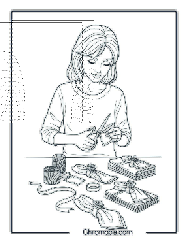 DIY Napkin Rings and Placemats Coloring Page