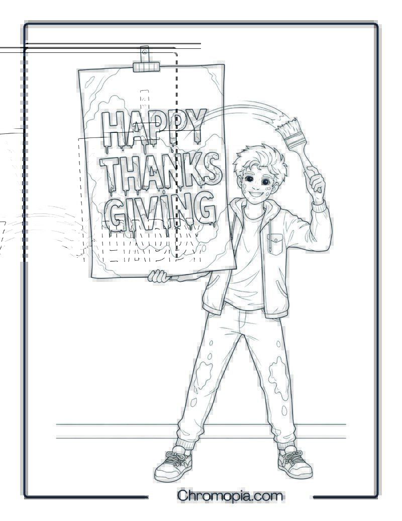 Designing Thanksgiving Posters or Signs Coloring Page