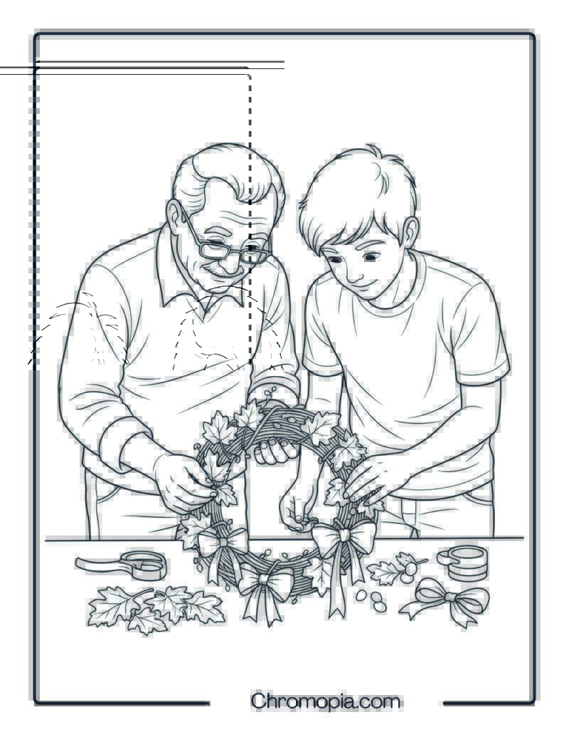 Making Fall Wreaths Coloring Page