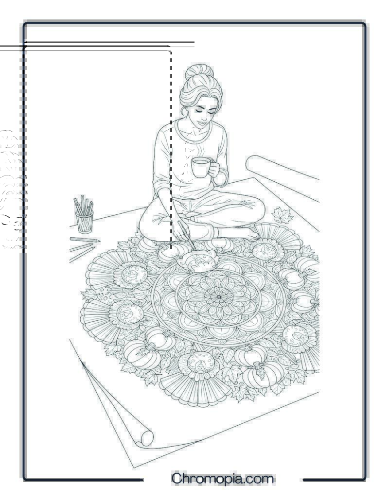 Thanksgiving Mandala Coloring Coloring Page