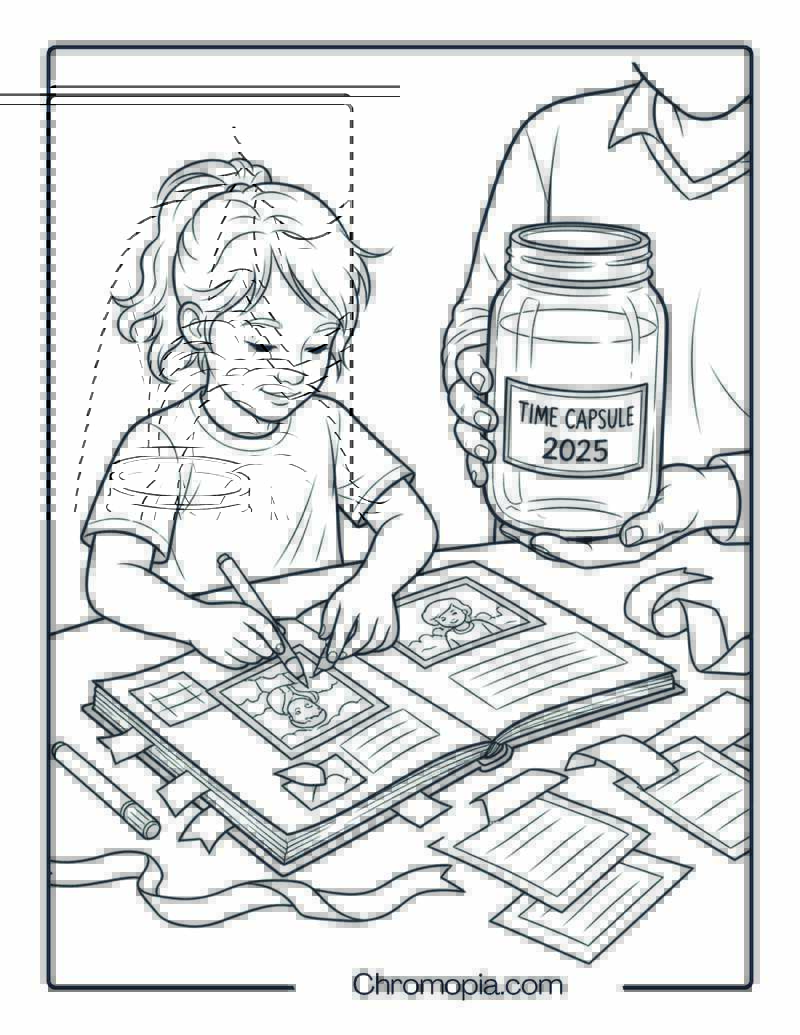 Creating a Time Capsule or Scrapbook Coloring Page