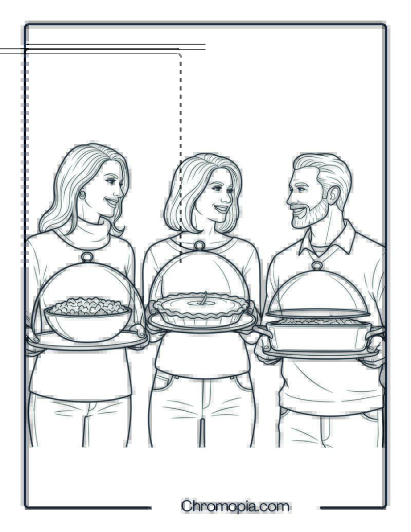 Hosting or Attending a Potluck Dinner Coloring Page