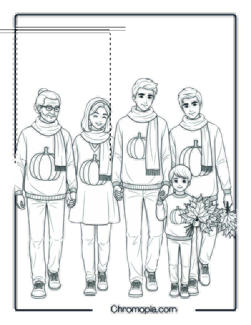 Taking a Family Walk After Dinner Coloring Page