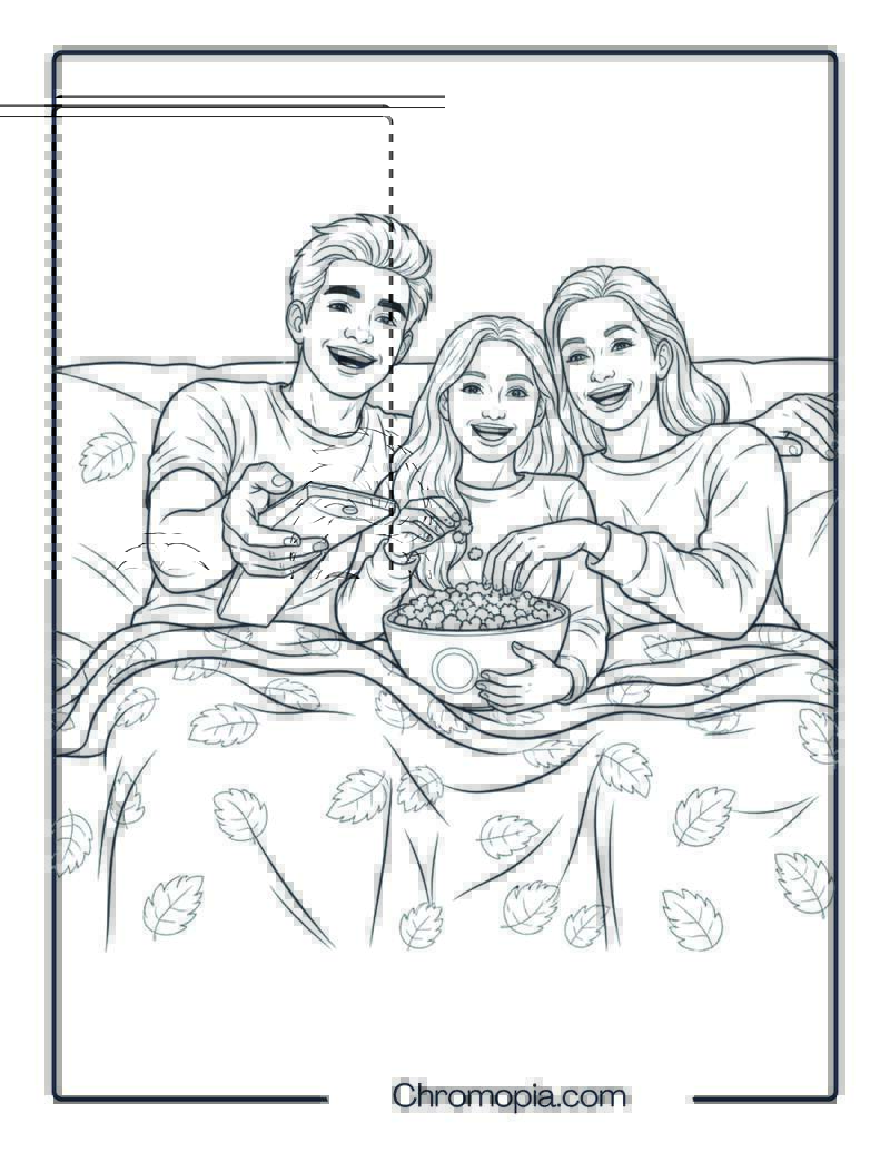 Watching Thanksgiving Movies Coloring Sheet