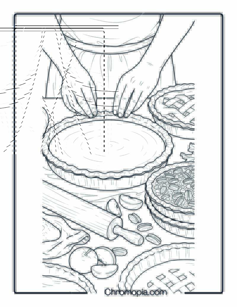 Giant Thanksgiving Pie Baking Coloring Page