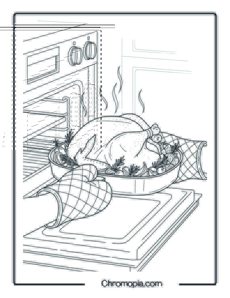Roasting the Turkey Giant Coloring Page