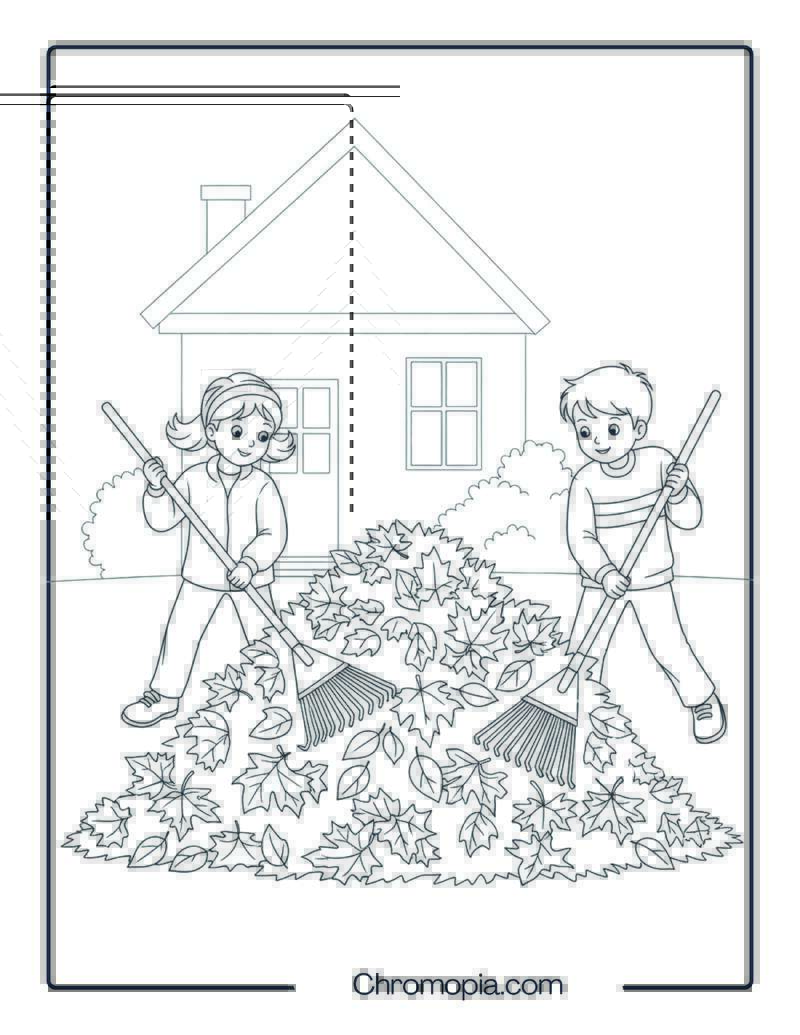 Raking Leaves for a Neighbor Coloring Page