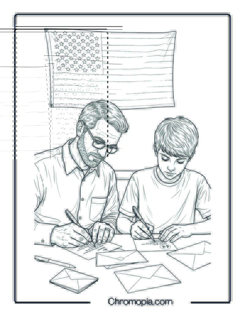 Writing Letters to Veterans Coloring Page