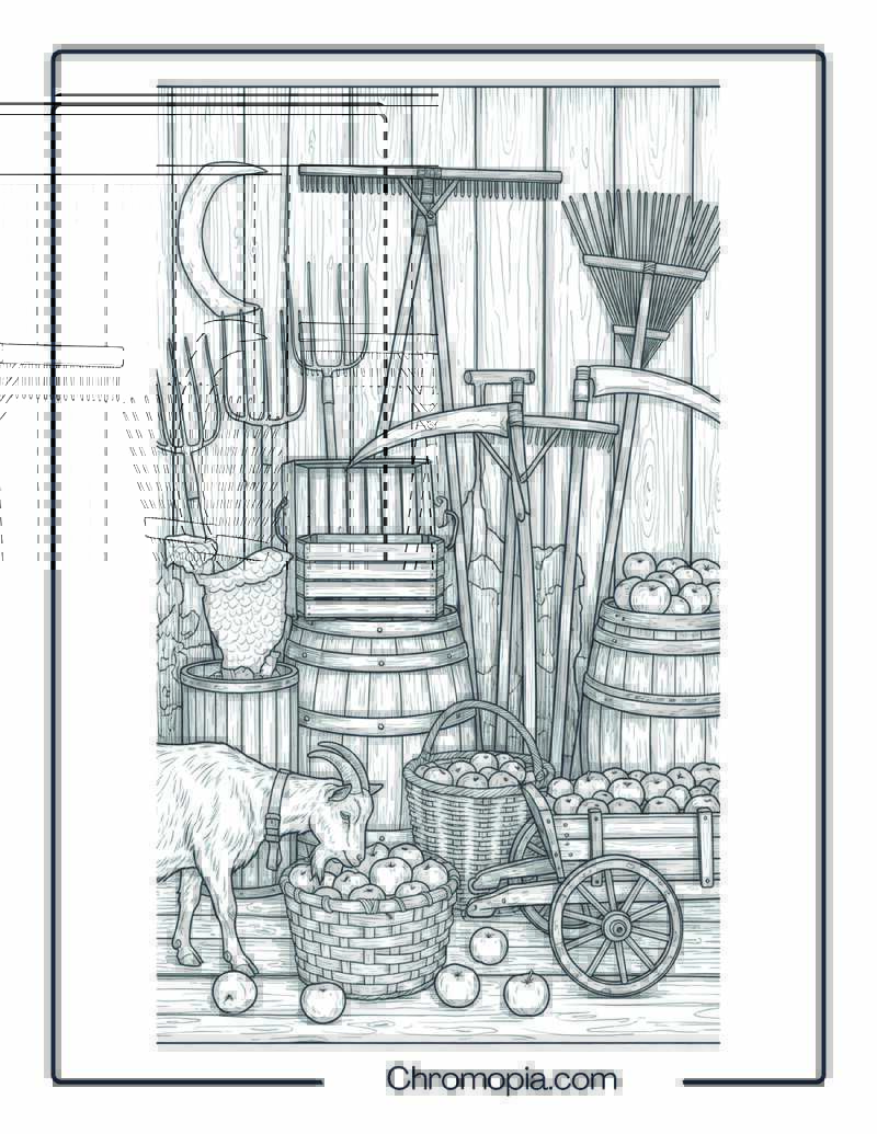 Antique Harvest Tools Display