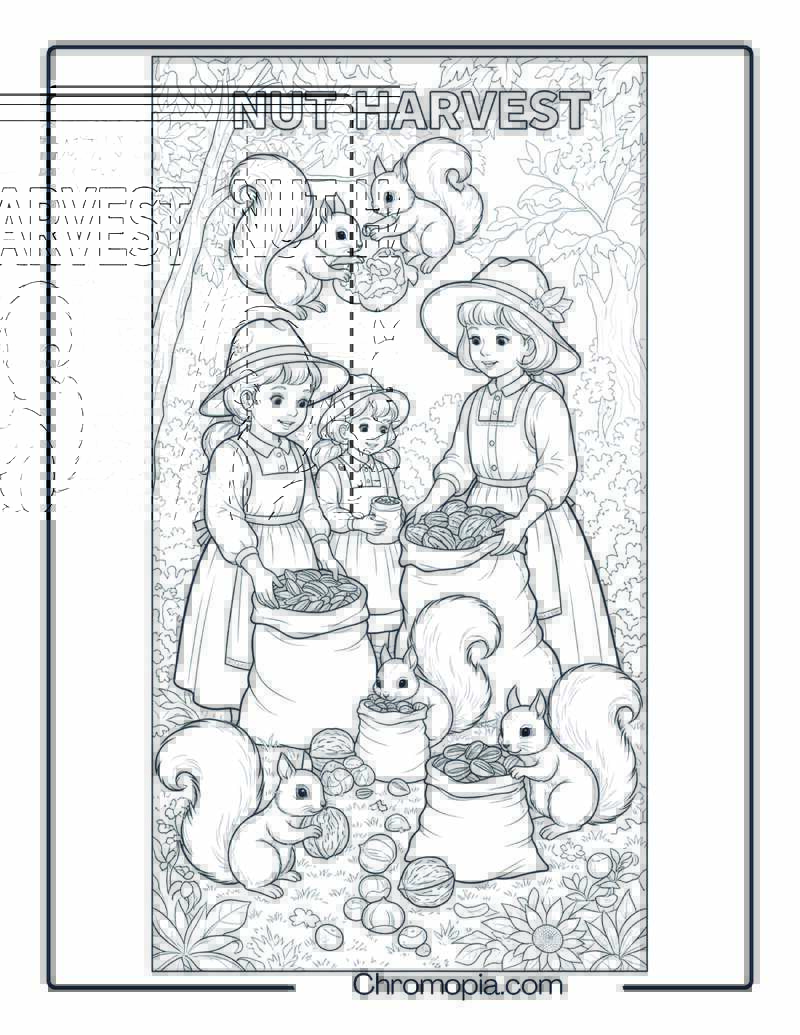 Nut Harvest with Squirrels & Children
