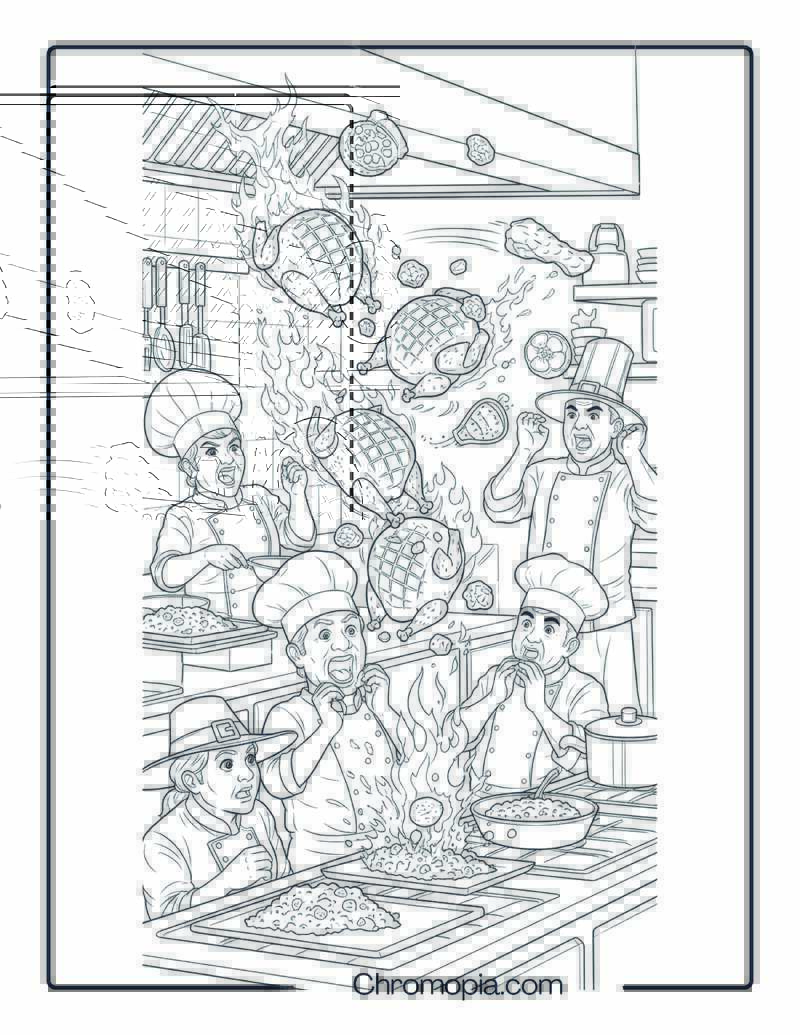 Hell’s Kitchen Thanksgiving Chef Battle Coloring Page