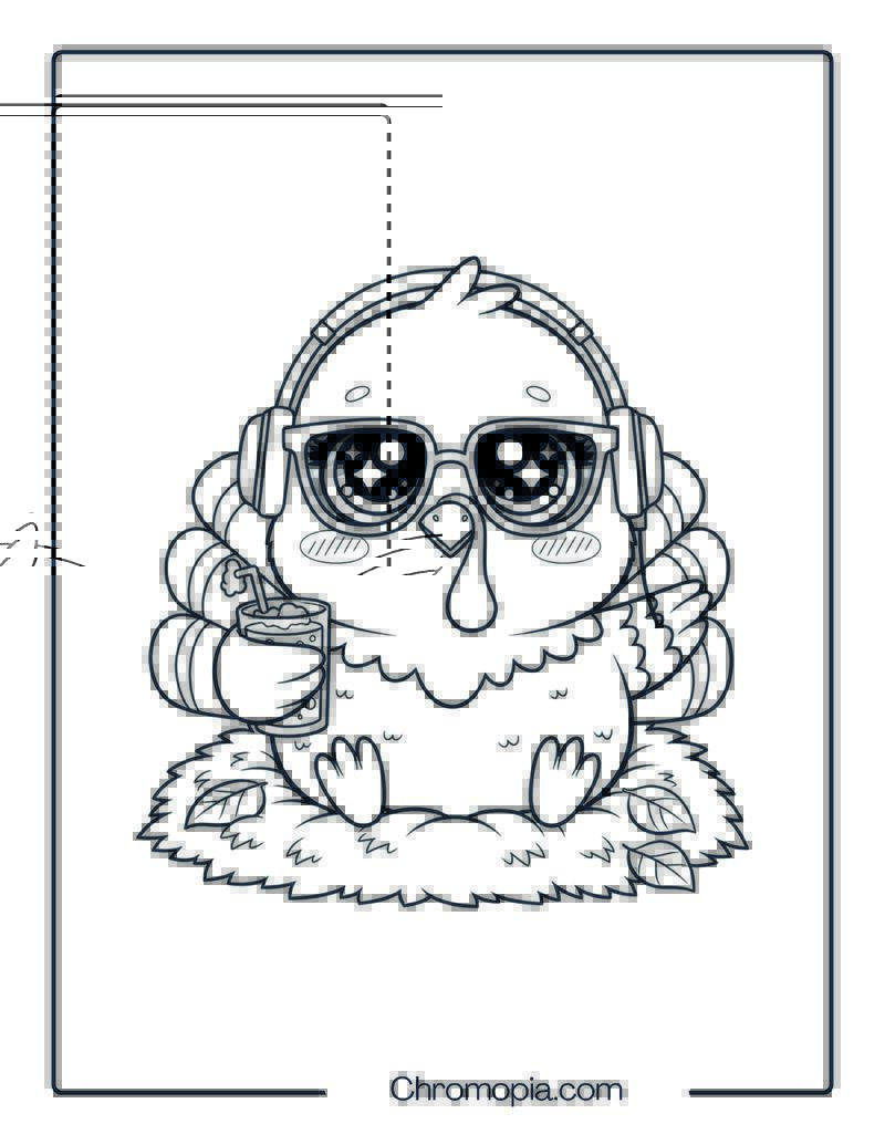 Cool Turkey on Vacation with Shades – Kawaii Style