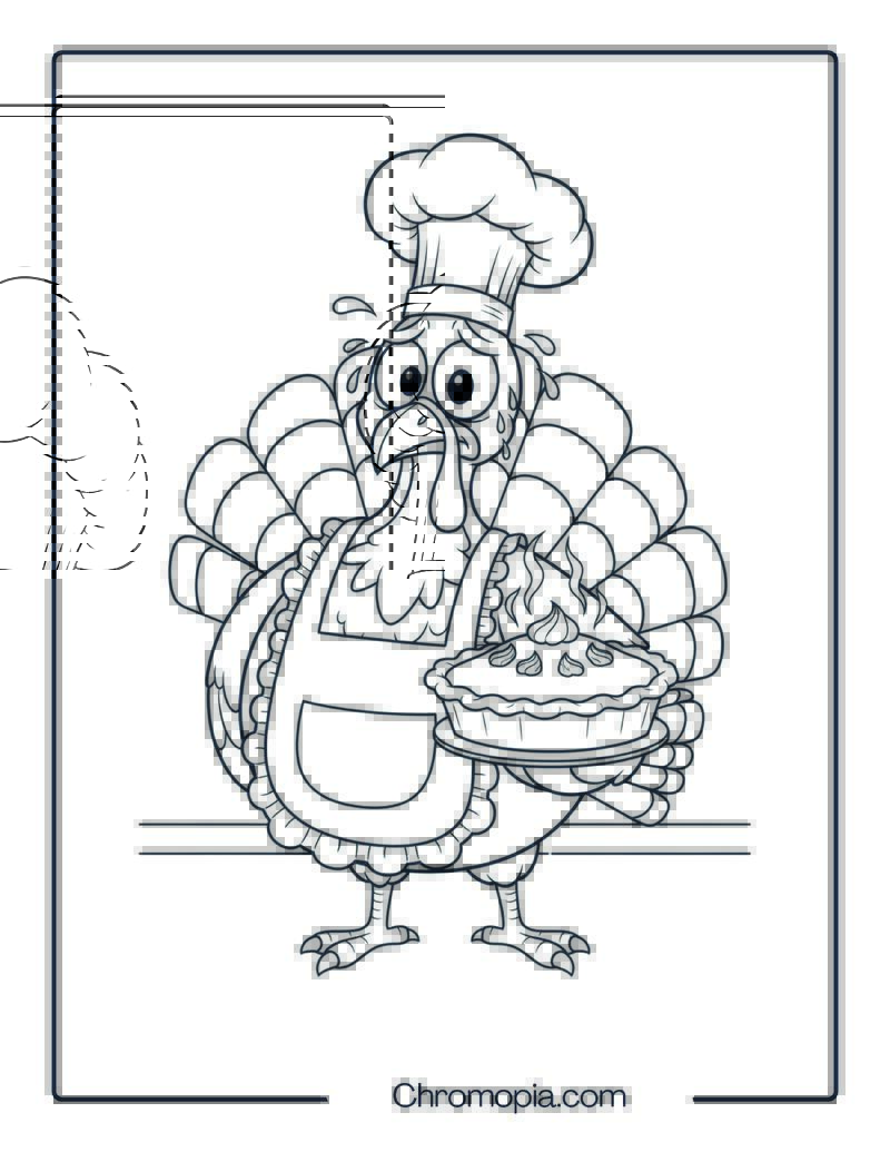 Turkey Chef Holding a Pie – Cartoon Meme Style