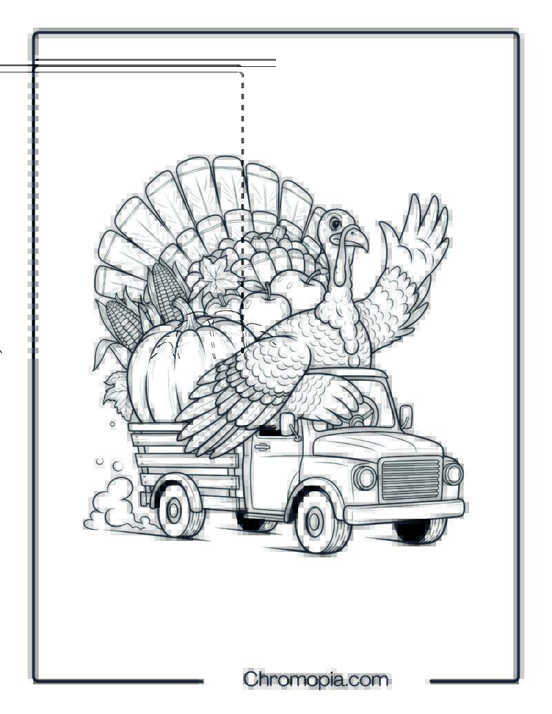 Turkey Driving Mini Truck Full of Autumn Vegetables – Funny Realistic Style