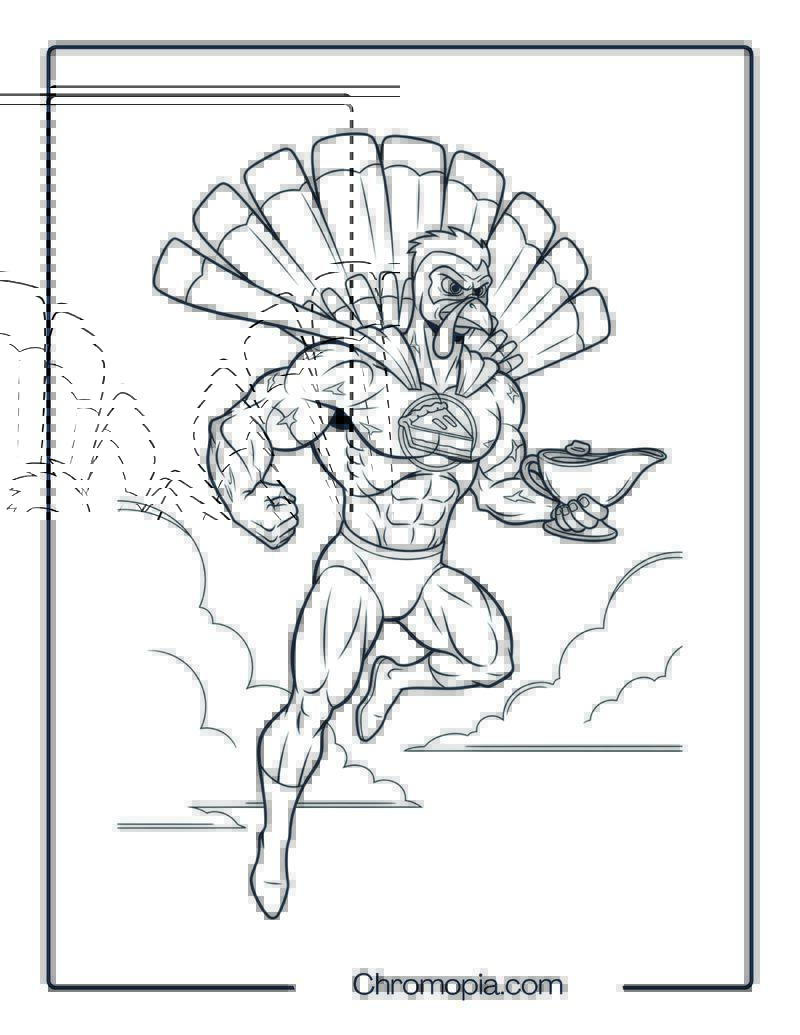 Turkey Superhero in Cape and Tights – Comic Book Style