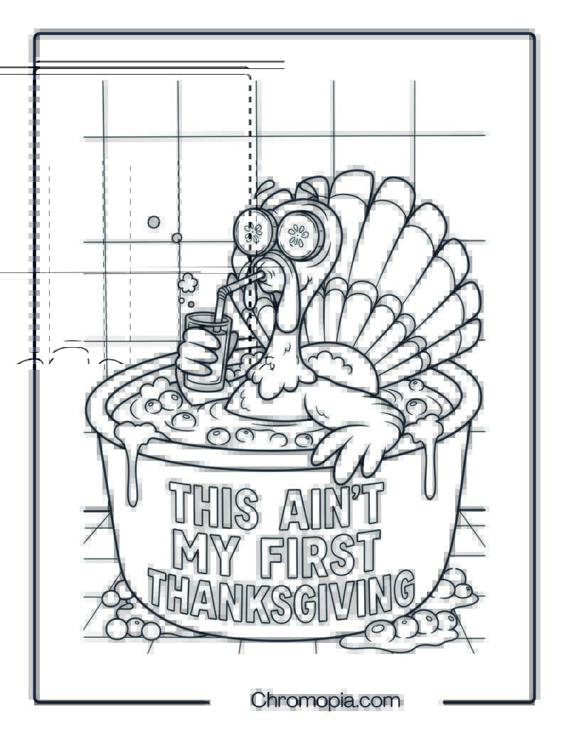 Turkey in a Bathtub Full of Cranberry Sauce – Meme Theme. Ultra Realistic Heritage Turkey in Fall Forest