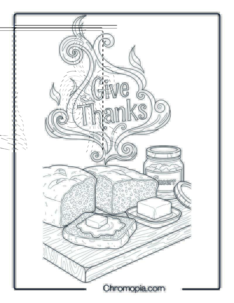 Cornbread, Butter, and Jam Scene with Give Thanks