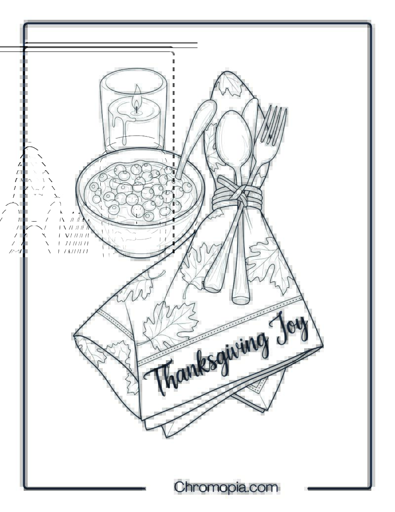 Cranberry Sauce & Autumn Table Setting with Thanksgiving Joy Text