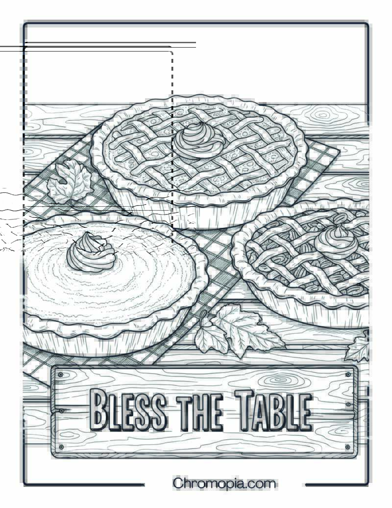 Harvest Pie Trio with Bless the Table Lettering