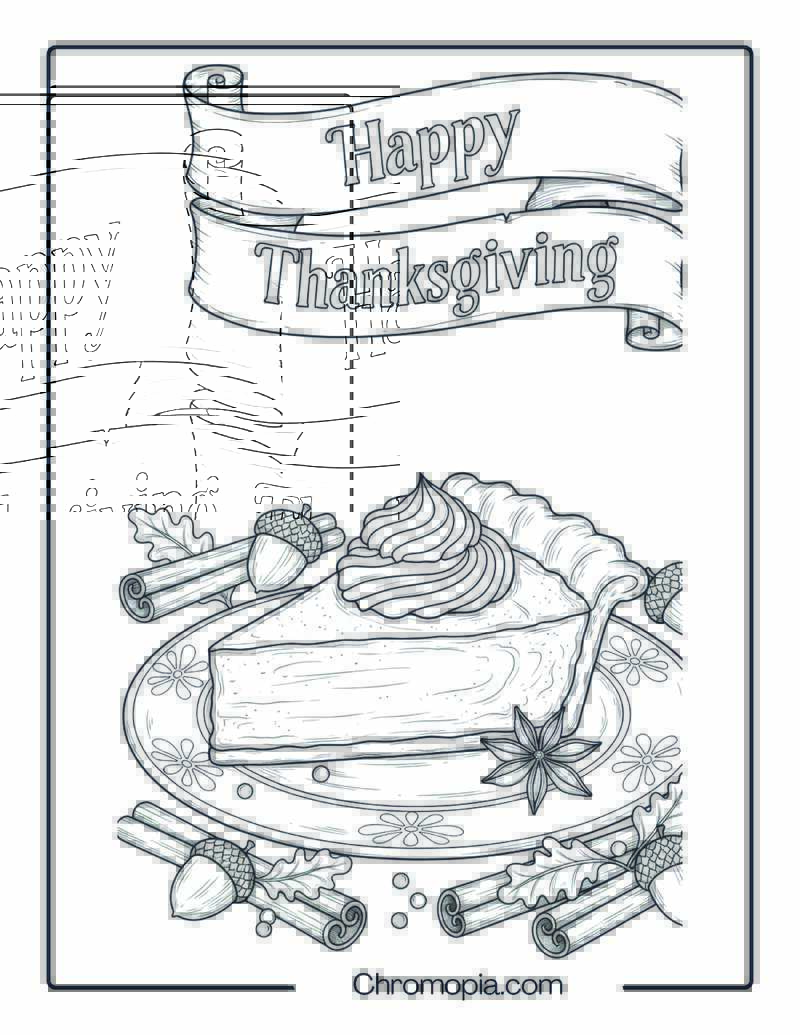 Pumpkin Pie with Happy Thanksgiving Text Banner Coloring Page