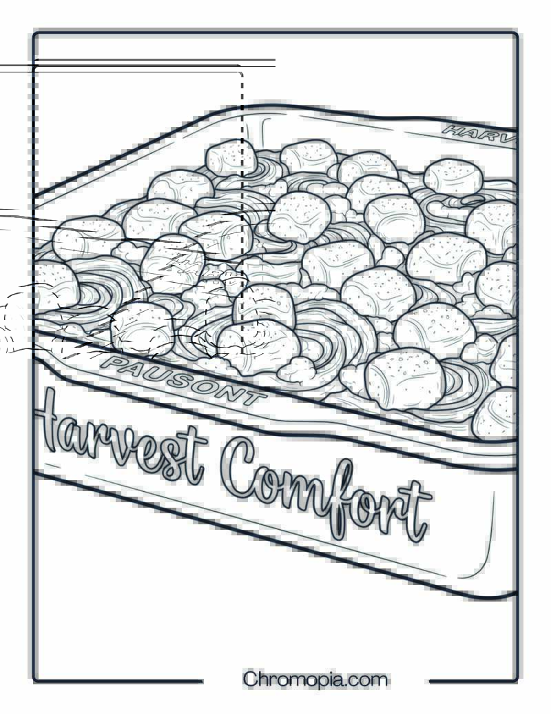Sweet Potato Casserole Scene with Harvest Comfort Title