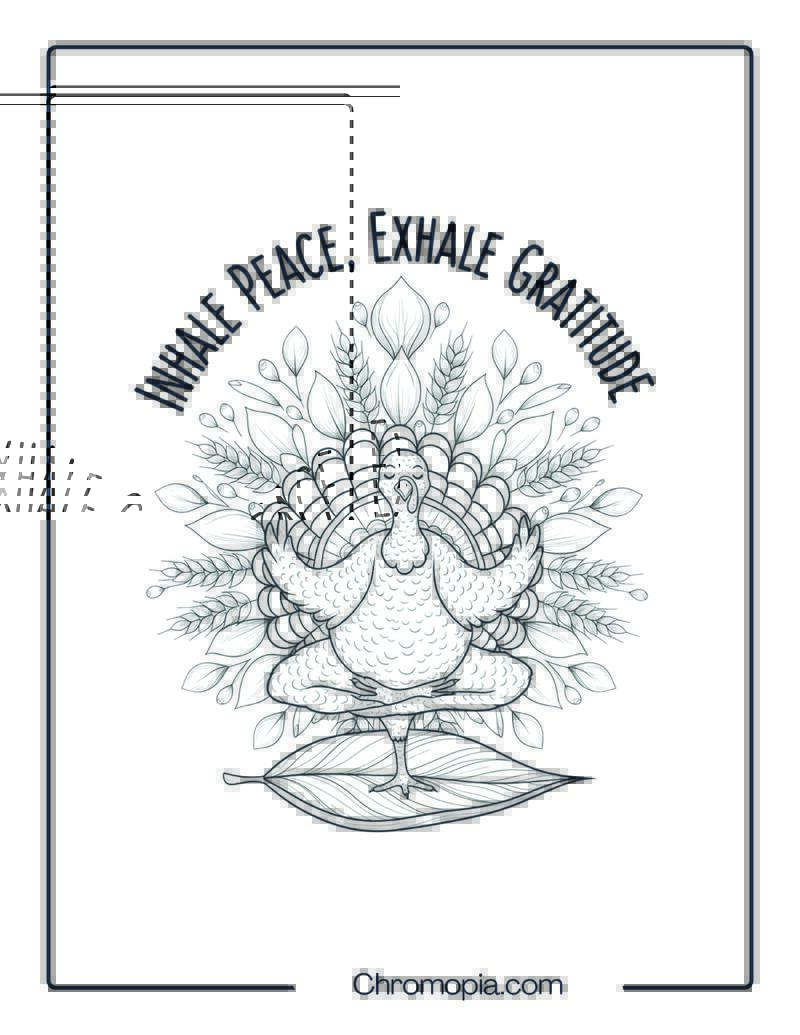 Turkey Practicing Yoga in Leaf Mandala Garden
