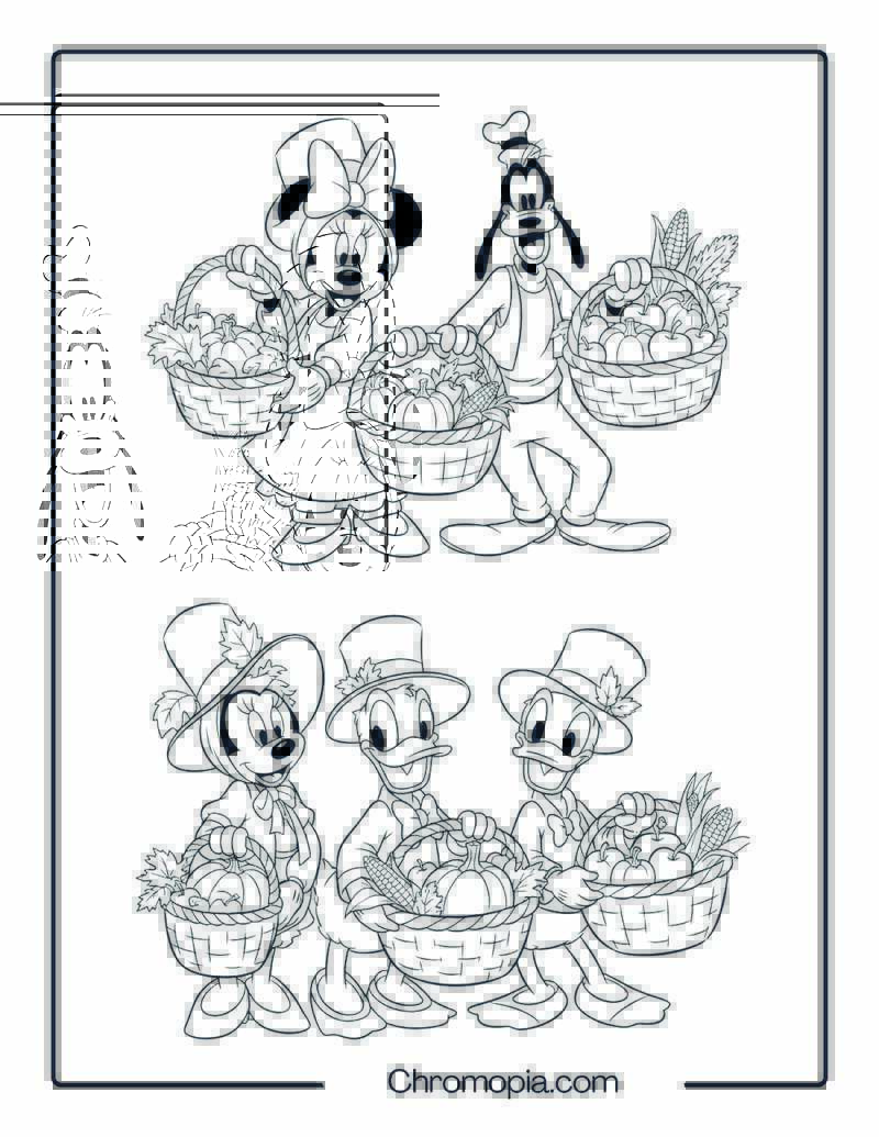 Disney Characters with Harvest Baskets Coloring Page